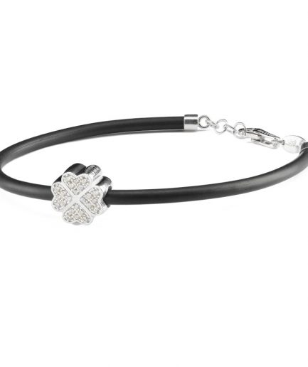 I Simboli Bracciale Caucchiù Quadrifoglio ref. 504 Argento Sterling