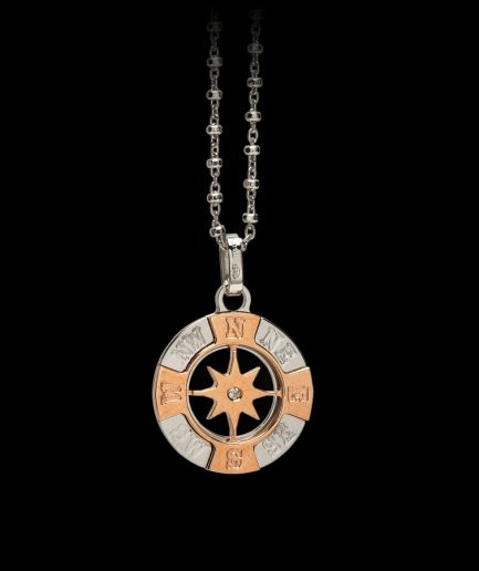 Uomo Pendente Rosa dei Venti Diamante ref. 108.pe Argento Sterling