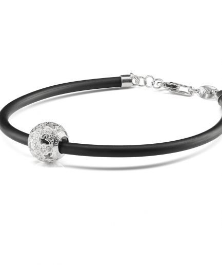 I Simboli Bracciale Caucchiù Sfera Farfalle ref. 4660 Argento Sterling